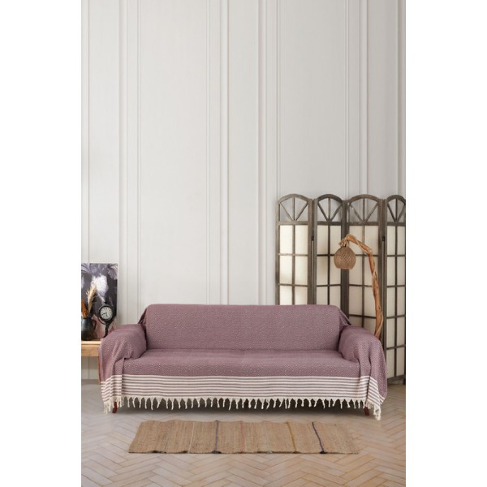 Miracolo Home Pratik Optimal 3m Koltuk Kanepe Çekyat Örtüsü Yumuşak Pamuk Kaymaz Tasarımlı Kolları Örten Önden Saçaklı-Bordo - Bordo - 170 x 310 cm Koltuk & Kanepe Örtüsü Fiyatı