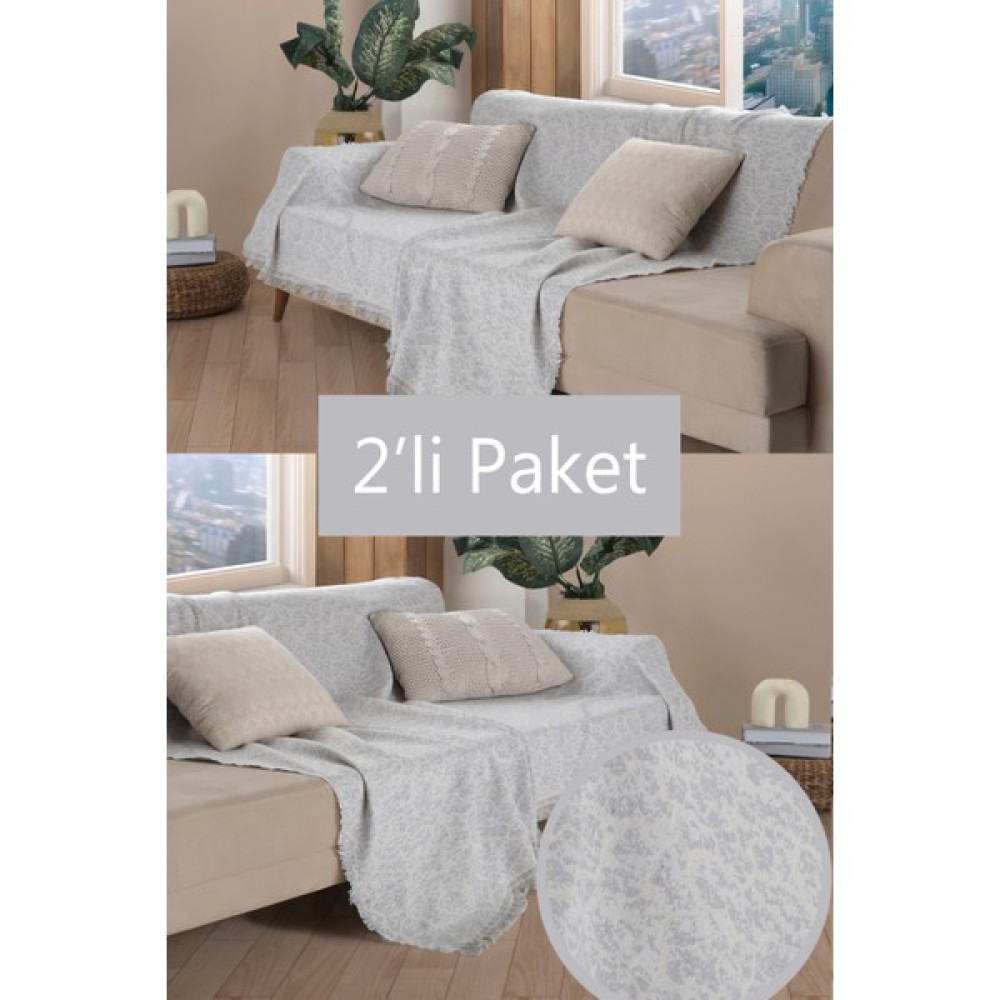Miracolo Home Pratik Optimal Kaymaz Tasarım 180X220 cm Mermer Desen Koltuk Örtü Önden Saçaklı-2 Li Set-Gri - Gri - 180 x 220 cm Koltuk & Kanepe Örtüsü Fiyatı
