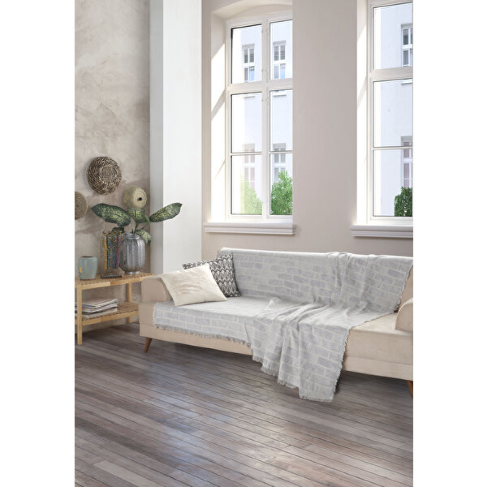 Miracolo Home Pratik Optimal Kaymaz Tuğla Desen Tasarım Bej 180X220 cm Koltuk Kanepe Çekyat Örtüsü Önden Saçaklı-Açık Gri - Açık Gri - 180 x 220 cm Koltuk & Kanepe Örtüsü Fiyatı