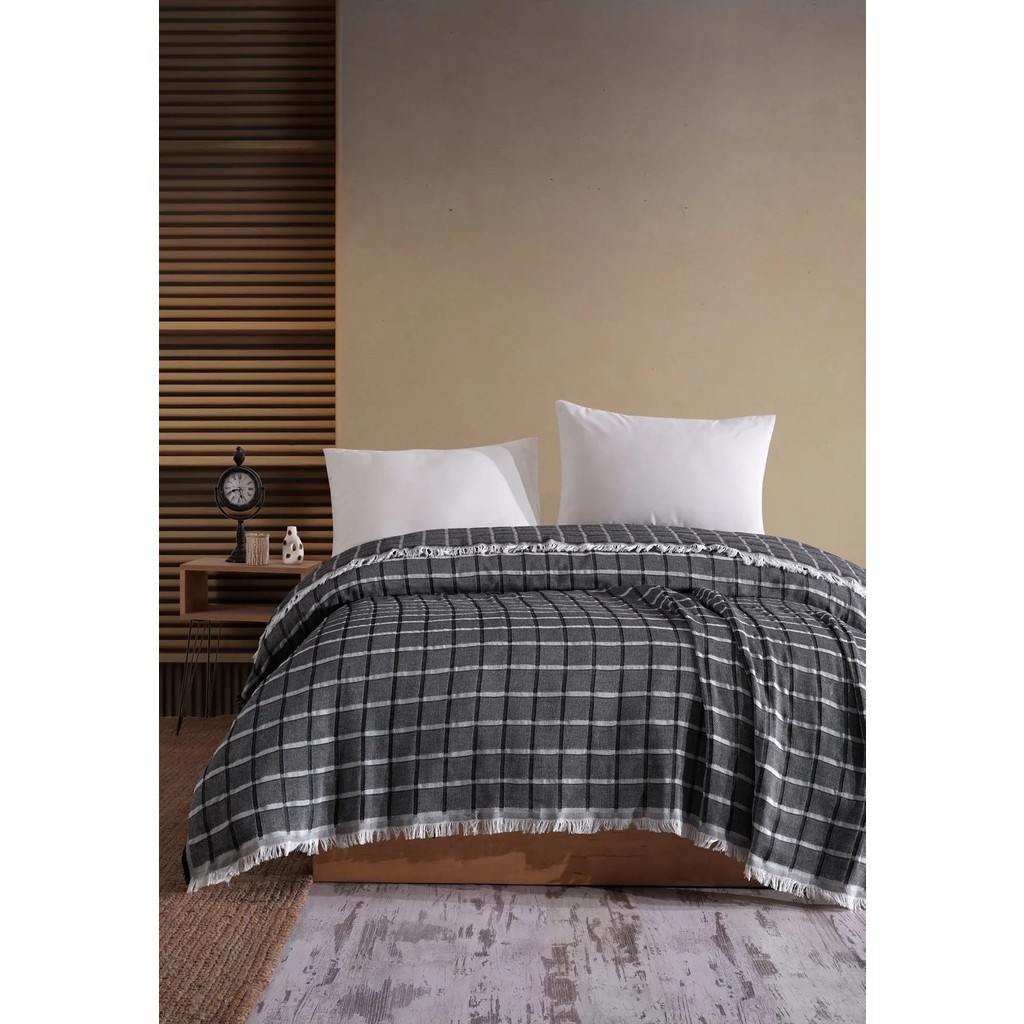 Miracolo Home Siyah Müslin 4 Katlı Yatak Örtüsü Pike Tek Kişilik Pamuklu Pike 170X203 Yatak Örtüsü Fiyatı