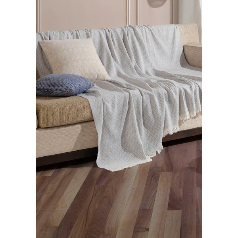 Miracolo Home Zikzak Desen Pratik Optimal Kaymaz Tasarım 180 x 220 cm Koltuk Örtüsü Önden Saçaklı-Açık Gri - Açık Gri Koltuk & Kanepe Örtüsü Fiyatı