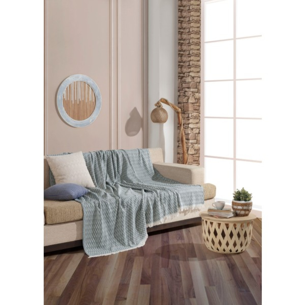 Miracolo Home Zikzak Desen Pratik Optimal Kaymaz Tasarım 180 x 220 cm Koltuk Örtüsü Önden Saçaklı-Yeşil - Yeşil Koltuk & Kanepe Örtüsü Fiyatı