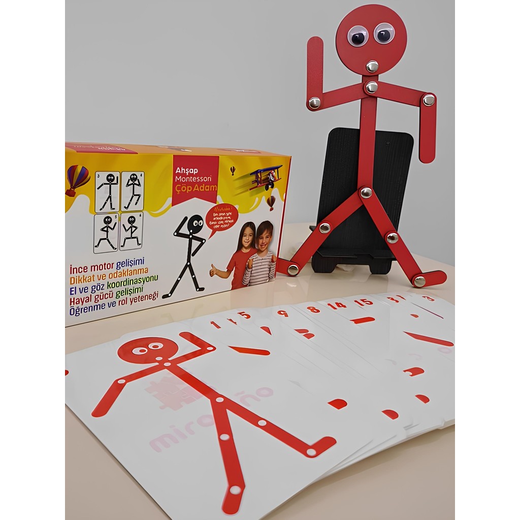 Miranino Ahşap Eğitici Oyuncak Montessori Çöp Adam Ahşap Oyuncak Ahşap Yapboz Aktivite Eğitici Oyuncak Ahşap - Kırmızı Anne Bebek Oyuncak Fiyatı