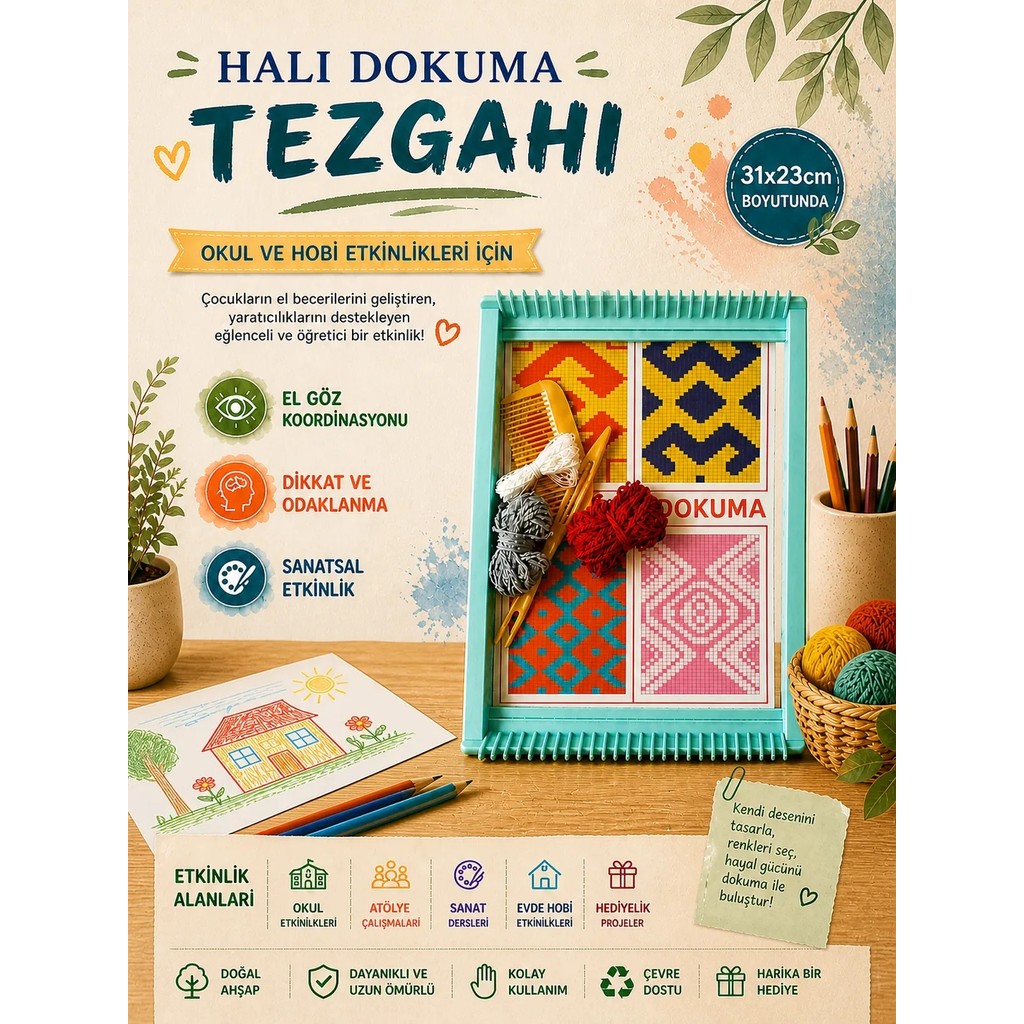 Miranino Plastik Halı Dokuma Tezgahı Setli Ürün Kendi Halınızı Tasarlayın Eğlenceli Aktivite Salon Halısı Fiyatı
