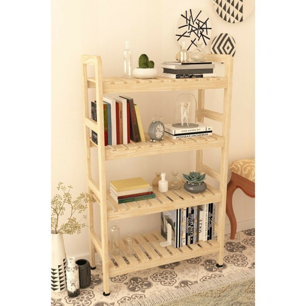 Mirapet, Mira Ahşap 4 Raflı Ahşap Kitaplık & Çok Amaçlı Dolap 114X68X26 Gardrop & Dolap Fiyatı