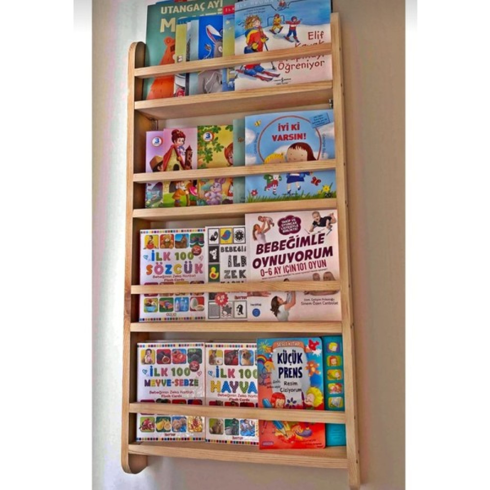 Mirapet Mira Ahşap Montessori Çocuk Odası Kitaplığı Ahşap Ham Verniksiz Doğal Kitaplık 100X50X8 cm Kitaplık Fiyatı