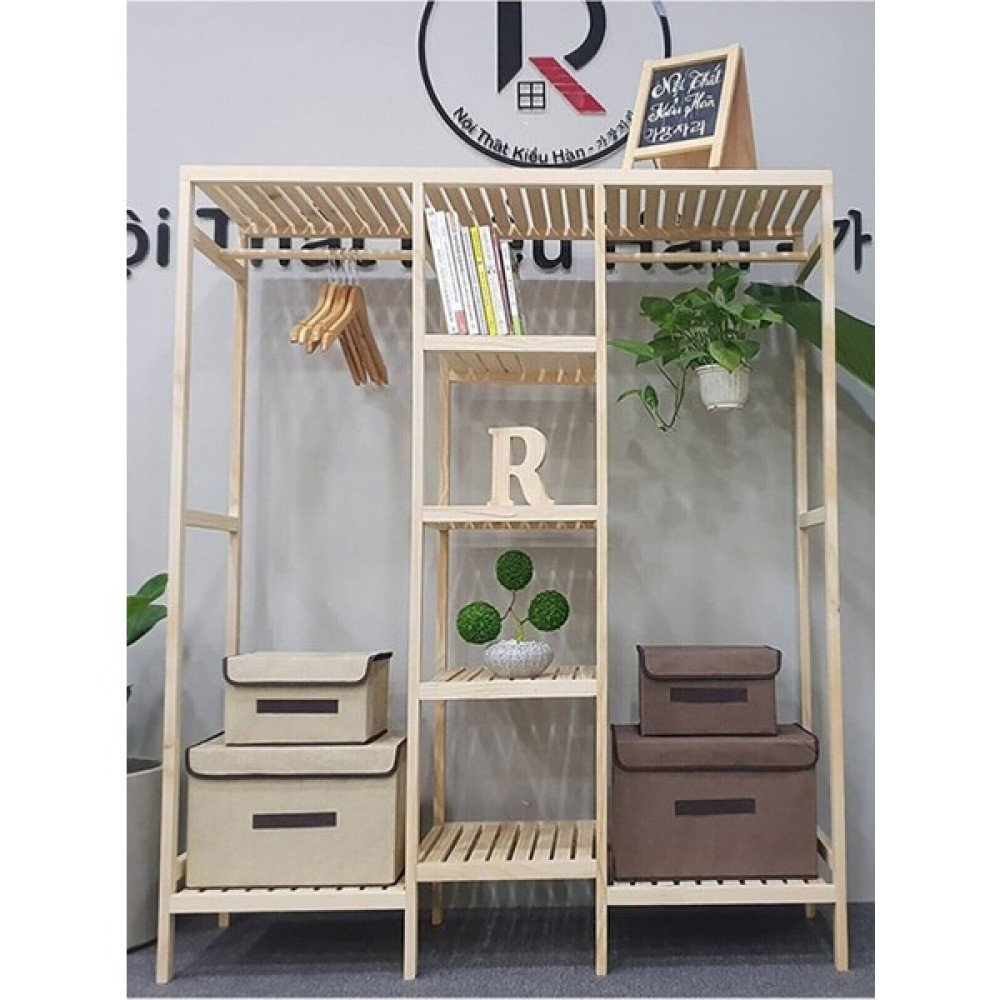 Mirapet Mirapet, Mira Ahşap Açık Gardırop 150 x 140 x 35 cm Ortadan Raflı Gardrop & Dolap Fiyatı
