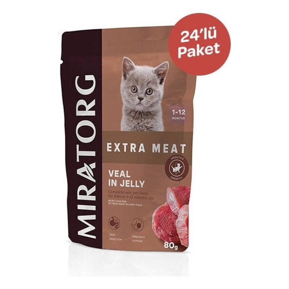 Miratorg Kitten Jelly Dana Etli Yavru Kedi Yaş Maması 80 gr x 24 Adet Evcil Hayvan Ürünleri Fiyatı