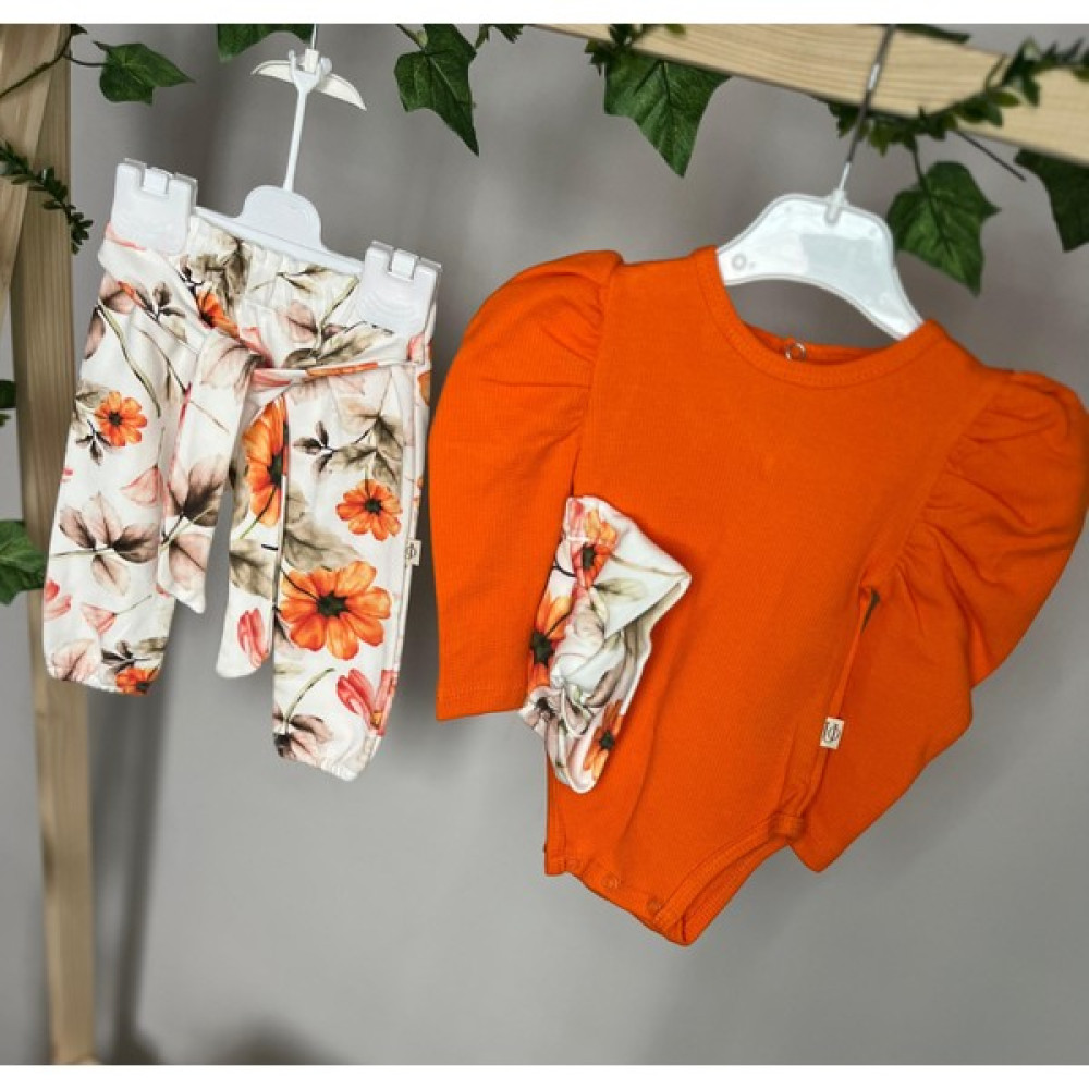 Miray Baby Clothes Lüks Kız Bebek Balon Kol Bandanalı Üçlü Takım Bebek Giysi Takım Fiyatı