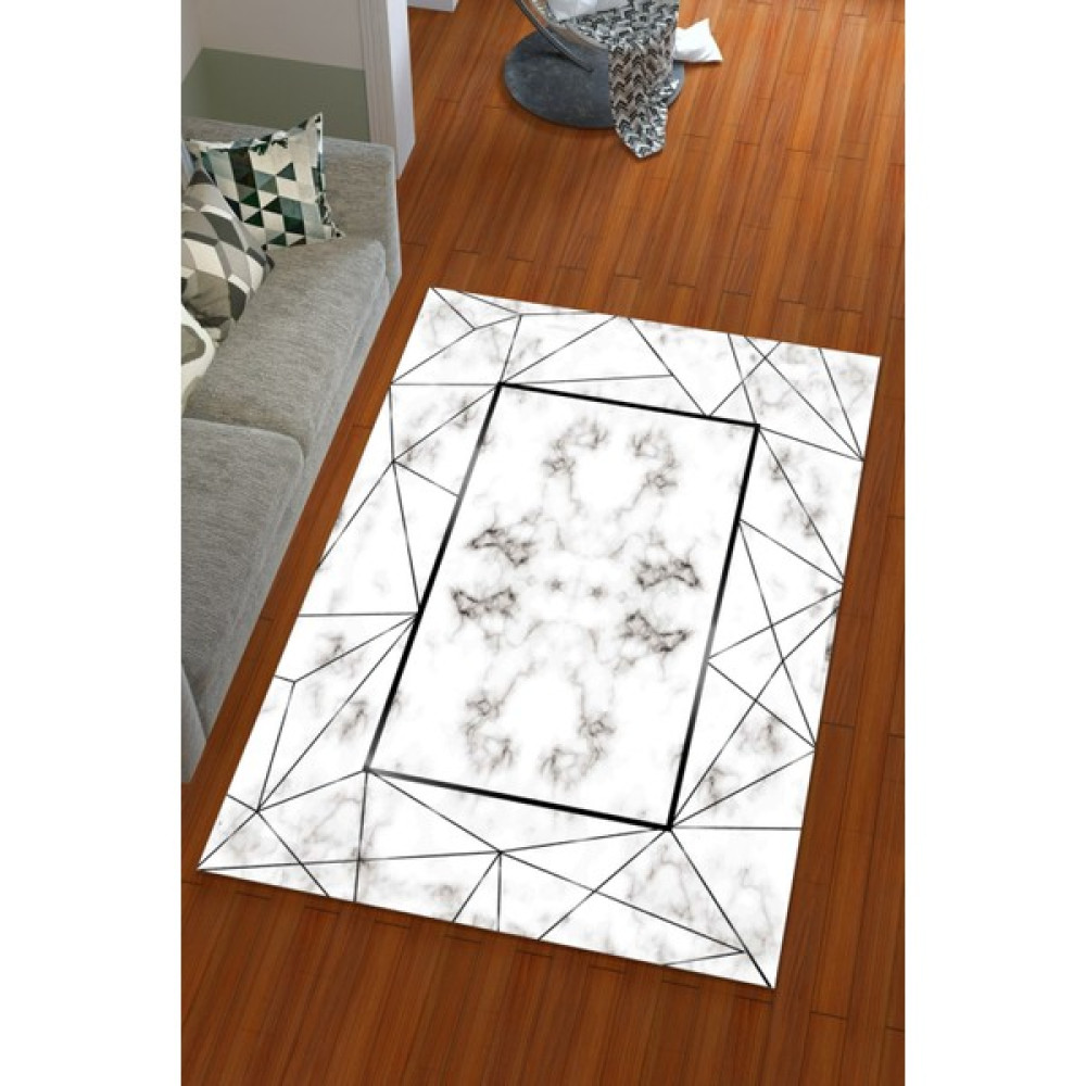 Miray Tekstil Ipek Kadife Gri Renkli Şerit Desen Lastikli Halı Örtüsü - ​160 x 230 cm Salon & Oturma Odası Tekstili Fiyatı