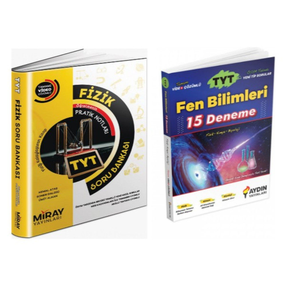 Miray Yayınları Miray Tyt Fizik Soru Bankası& Aydın Tyt Fen Bilimleri 15 Deneme Temel Yeterlilik Testi (TYT) Fiyatı