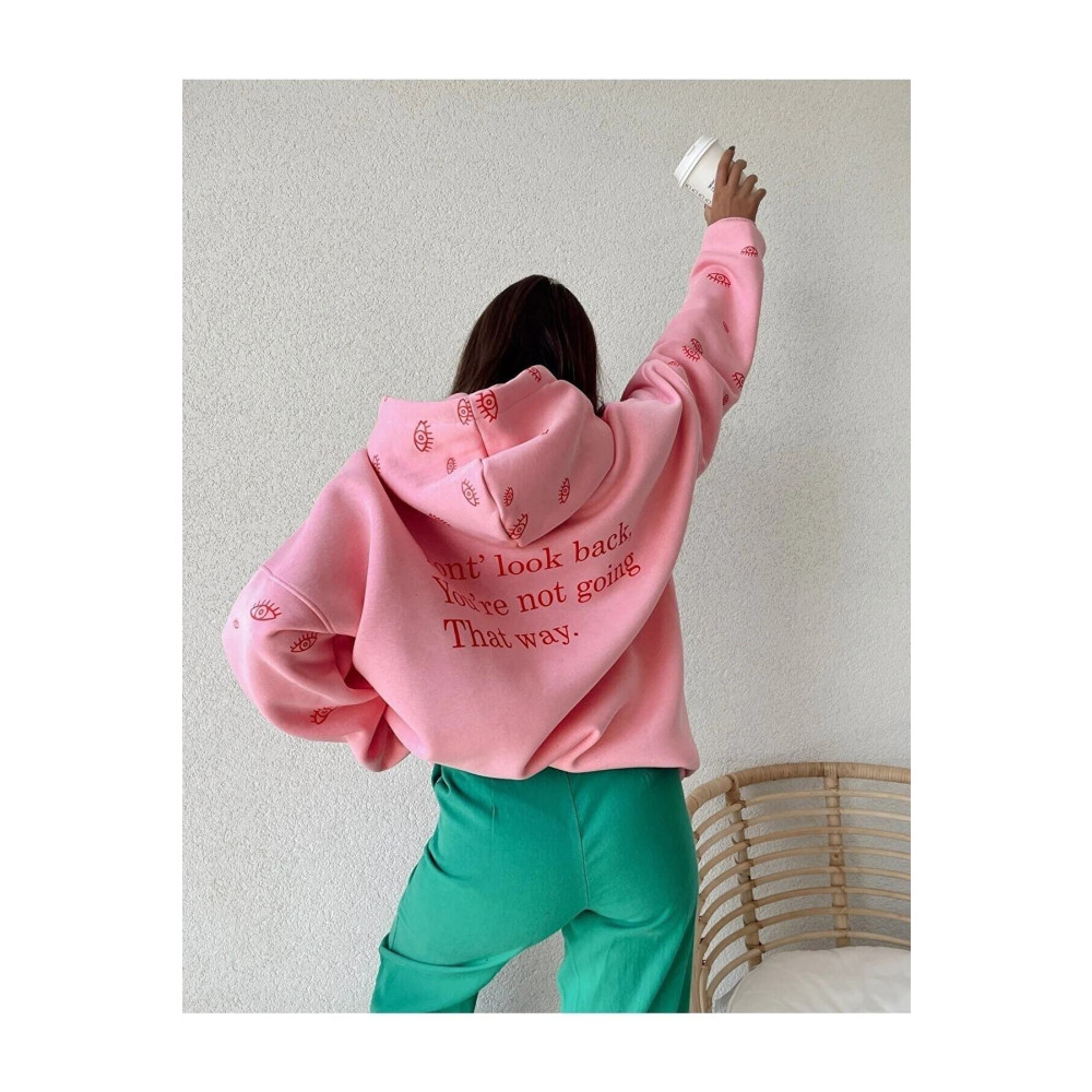 Mirell Pembe Oversize Eye Sweatshirt XL Beden Bayan Sweatshirt Fiyatı