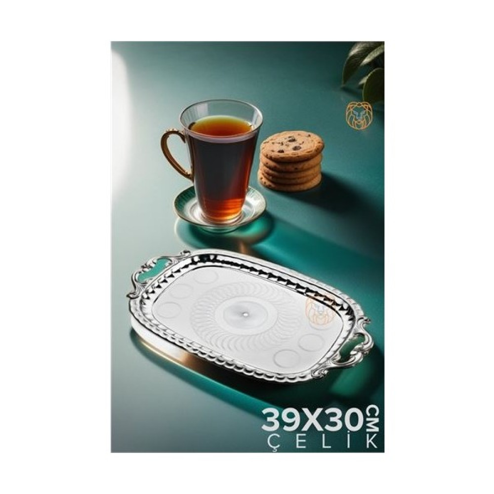 Mırıl Shop Transformacion Çelik Çay Tepsisi Çiçek Kulplu 719756 Servis Tepsisi Fiyatı