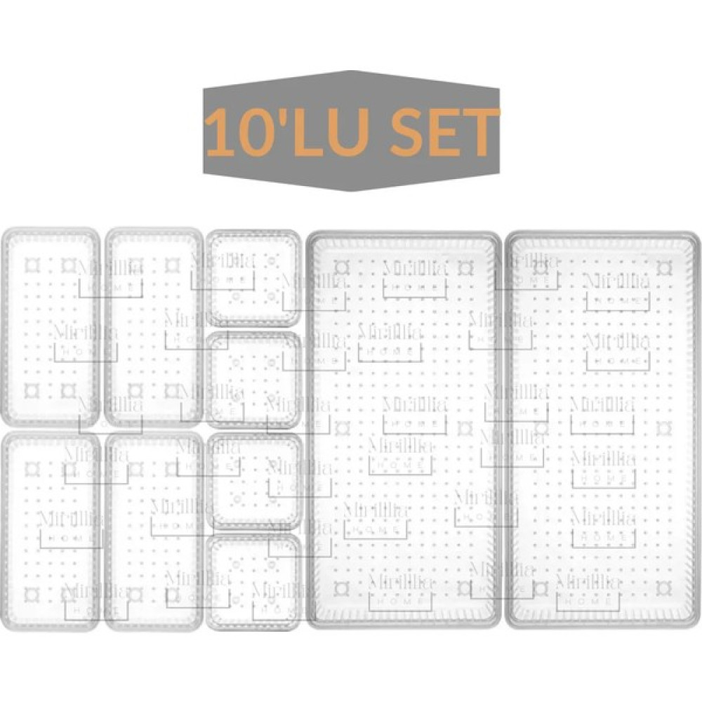 Mirillia Home 10'lu Şeffaf Modüler Çekmece Düzenleyici Çekmece Içi Düzenleyici Organizer Set Takı Organizeri Saklama Kapları Fiyatı