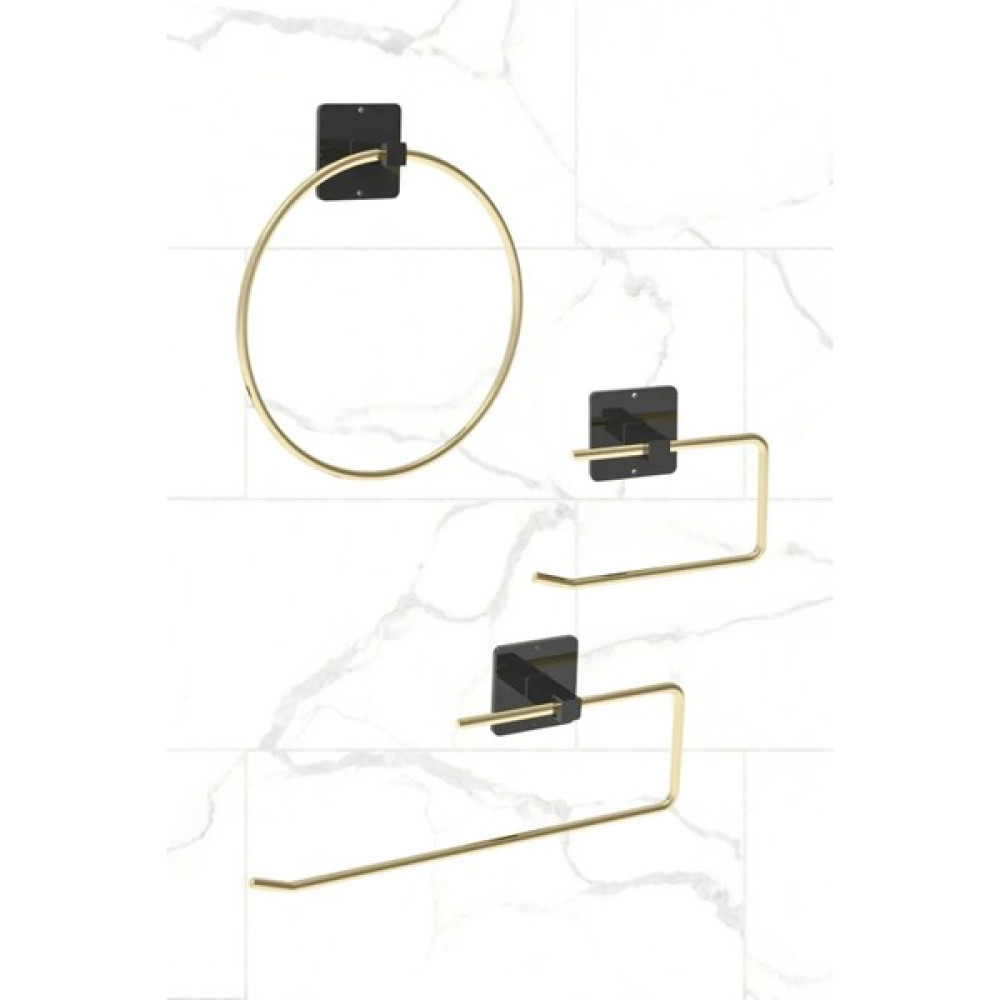 Mirillia Home Mirilliahome 3'lü Yapışkanlı Gold Havluluk Yuvarlak Havluluk Rulo Havluluk Peçetelik Tuvalet Kağıtlığı Havluluk Fiyatı
