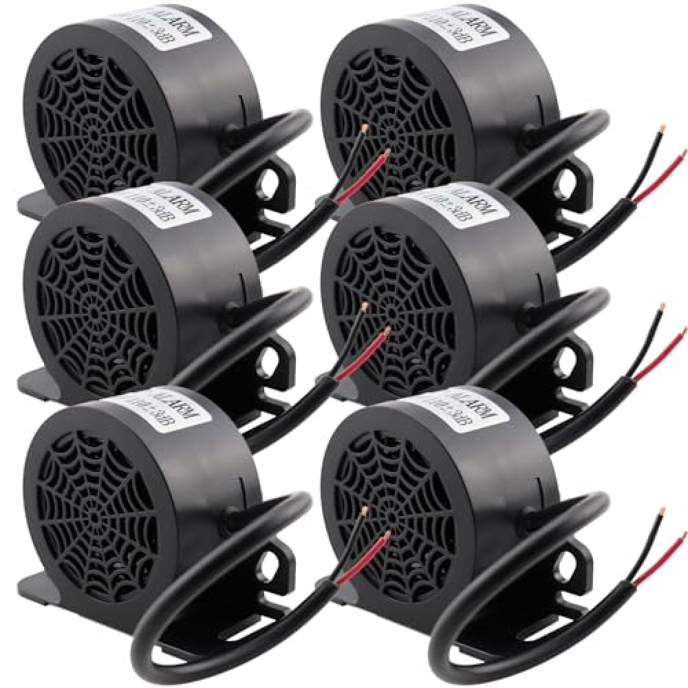 MIRKOO Backup Alarm 110dB 12V-80V DC Waterproof Industrial Heavy-Duty Backup Reverse Warning Alarm Super Loud Beeper for Truck Van Freight Car Lorry Heavy Vehicles (Equipped with wires-6PC)