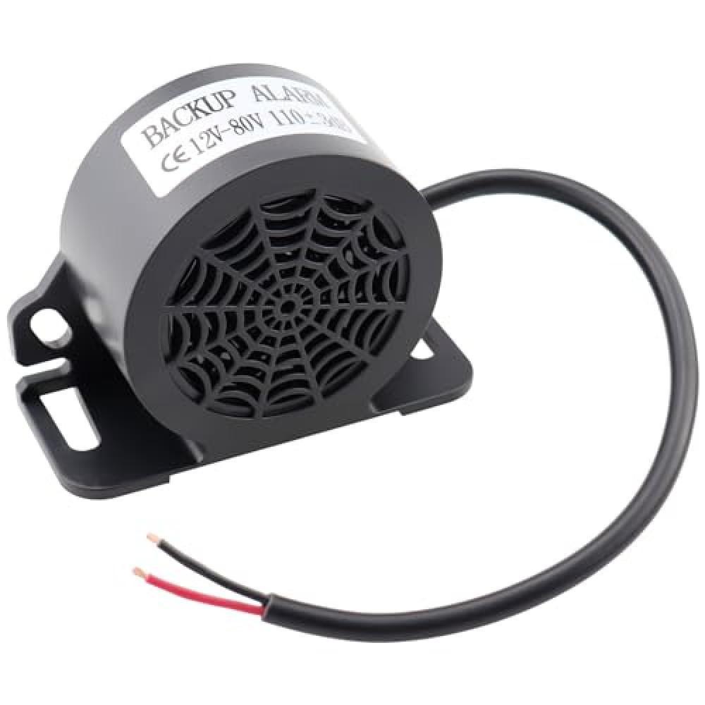 MIRKOO Backup Alarm 110dB 12V-80V DC Waterproof Industrial Heavy-Duty Backup Reverse Warning Alarm with Super Loud Beeper Tone for Truck Van Freight Car Lorry Heavy Vehicles(Equipped with Wire)