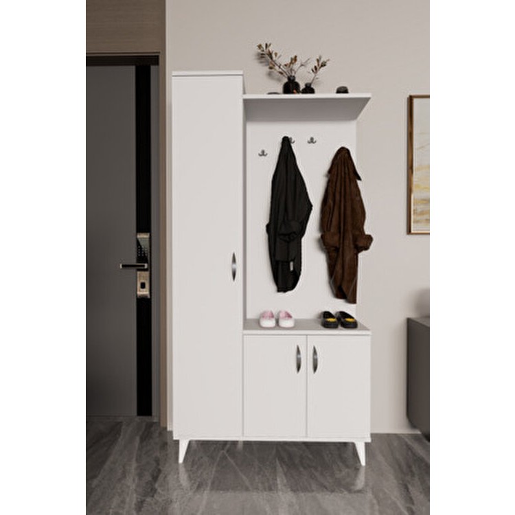 Mirobi Eko Beyaz Portmanto Vestiyer Modern Tasarım ile 180 cm Yükseklik ve 90 cm Genişlikte Diğer Fiyatı