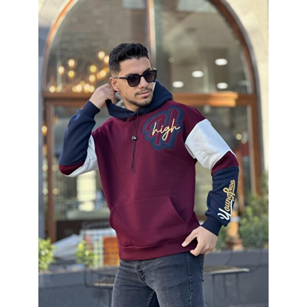 Miron High Nakışlı Oversize Sweatshirt - Bordo Erkek Sweatshirt Fiyatı