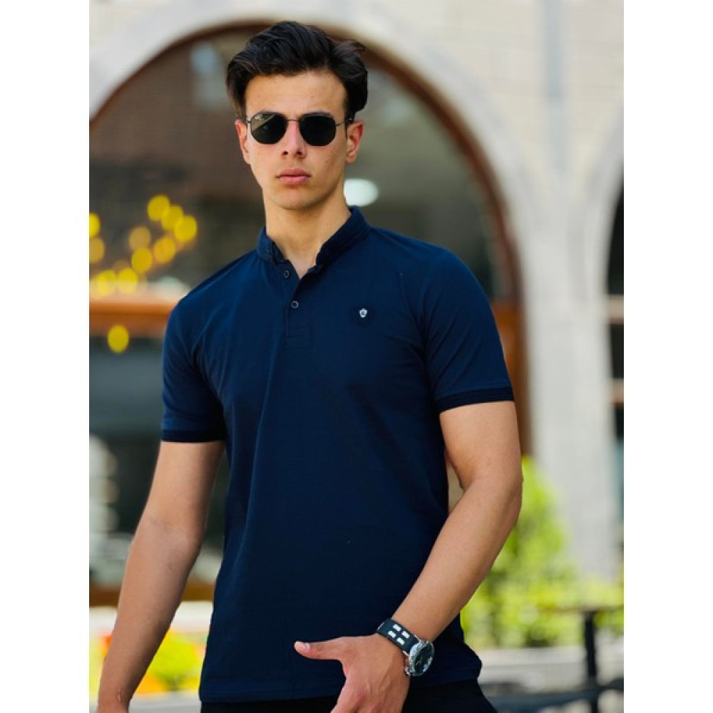 Miron Logo Nakışlı Polo Yaka Kısa Kollu Tişört 412119-Lacivert Erkek T-shirt Fiyatı
