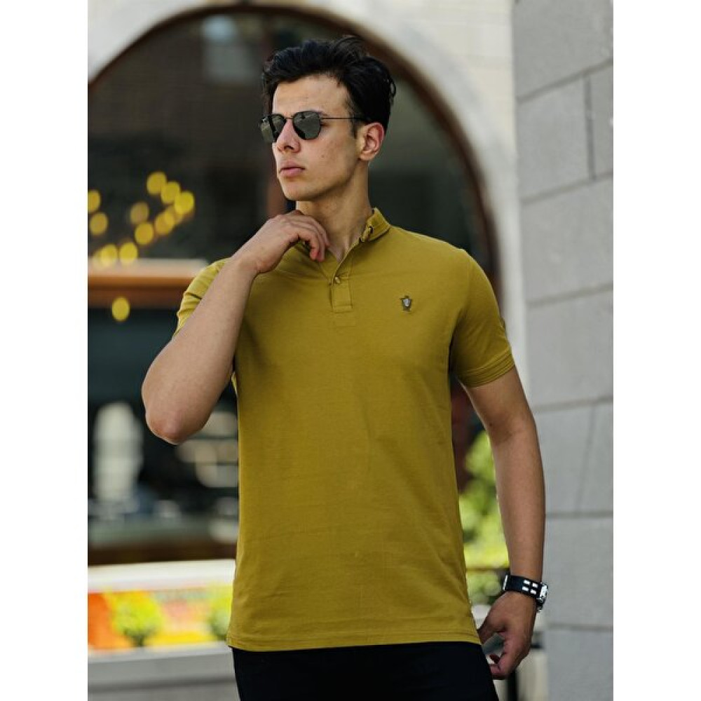Miron Logo Nakışlı Polo Yaka Kısa Kollu Tişört 412119-ZEYTIN Erkek T-shirt Fiyatı