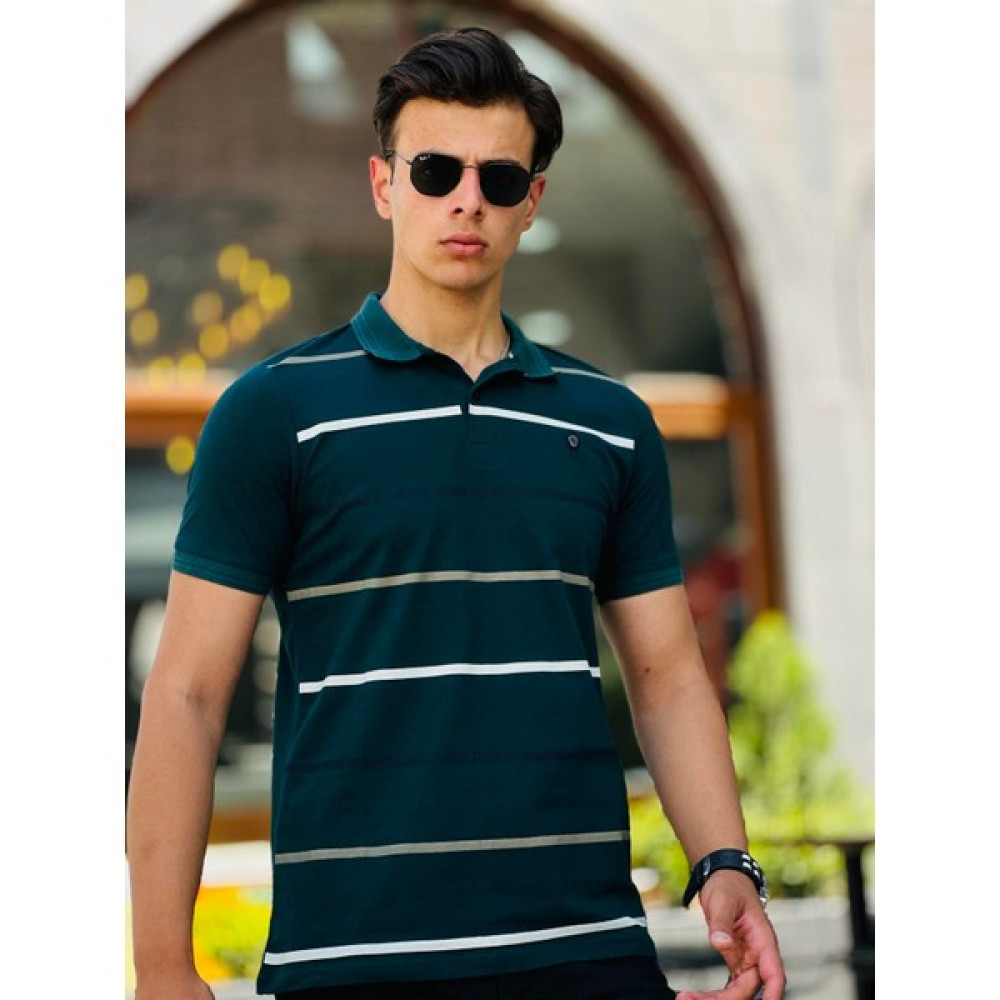Miron Üç Renkli Ringelli Polo Yaka Kısa Kollu Tişört 412115-Nefti Erkek T-shirt Fiyatı