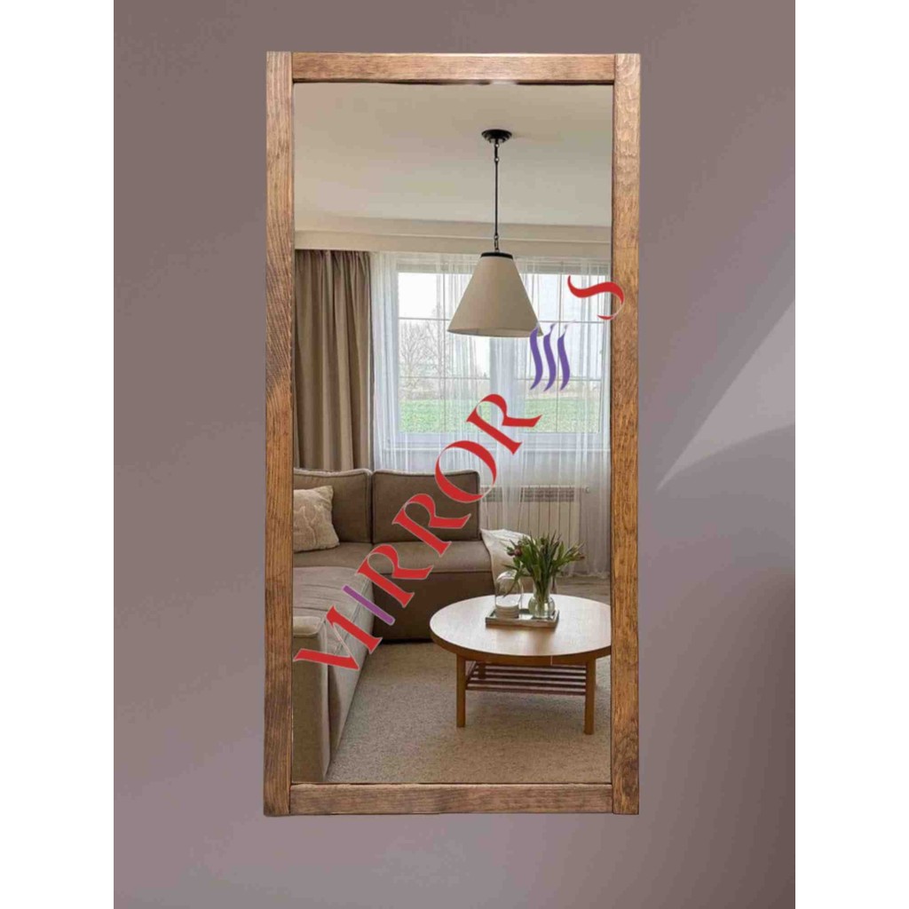 Mirrorss Ahşap Çerçeve Ceviz Renk Ayna Duvar Hol Boy Ayna 100 x 50 Diğer Fiyatı