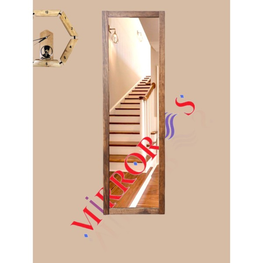 Mirrorss Ceviz Renk Ahşap Çerçeve Duvara Ayna 121X37 cm Antre Hol Boy Ayna - 121 x 37 cm Ayna Fiyatı