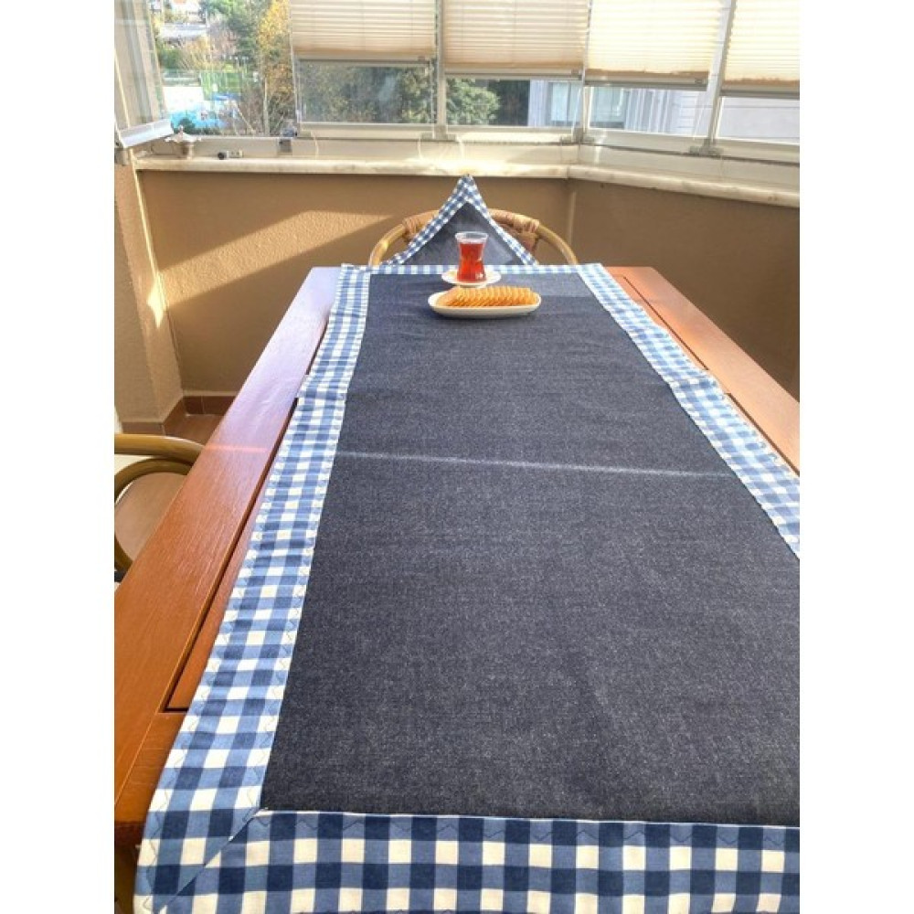 Mirsa Global Runner/kot/jean/ranır/masa Örtüsü/ Sehpa Örtüsü/konsol Örtüsü ve Kırlent Kılıfı 2 Adet - Mavi - 50 x 140 cm Masa Örtüsü Fiyatı