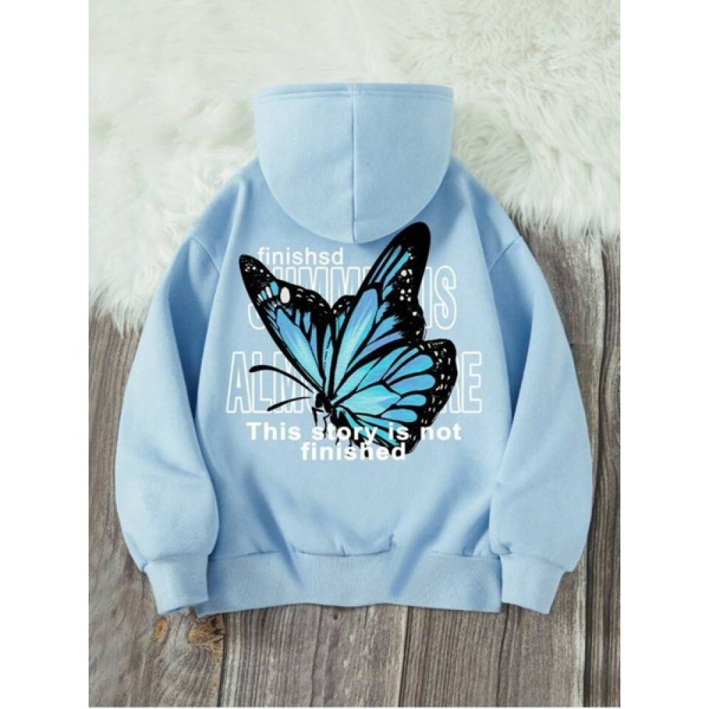 Mirsepet Çocuk Unisex Sırt Kelebek Baskılı Oversize Kapşonlu Sweatshirt Erkek Çocuk Sweatshirt Fiyatı