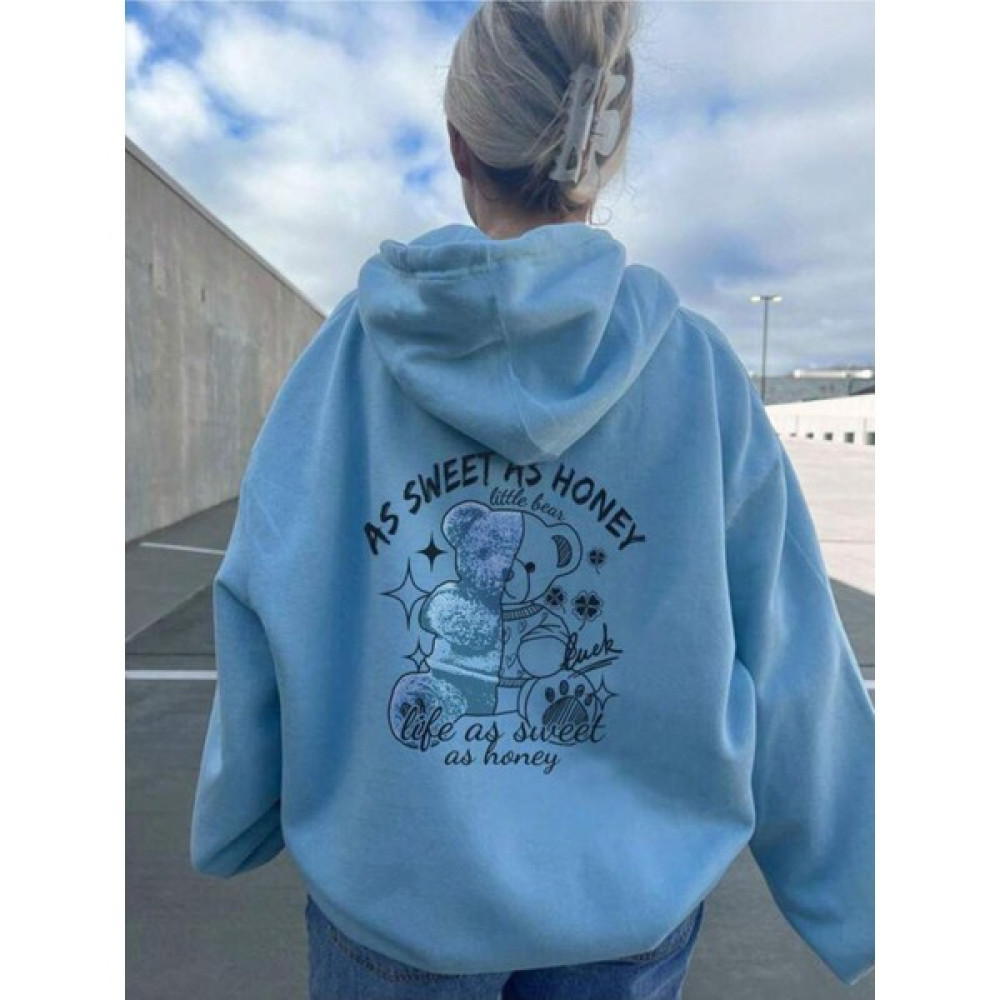 Mirsepet Kadın As Sweet As Honey Baskılı Oversize Üç Ip Kapşonlu Sweatshirt Bayan Sweatshirt Fiyatı