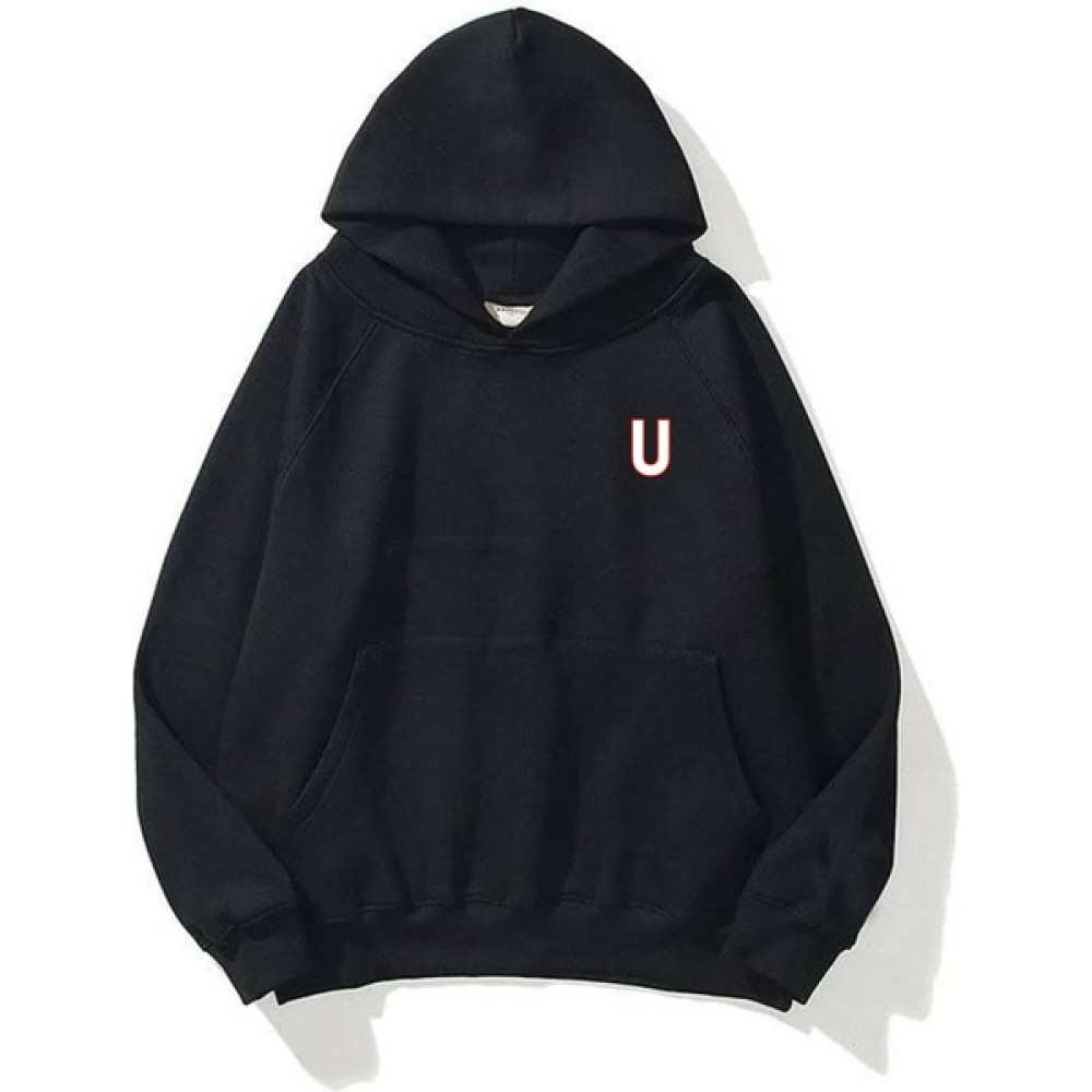 Mirsepet Unisex U Harfli Siyah Sweatshirt Hoodie Bayan Sweatshirt Fiyatı