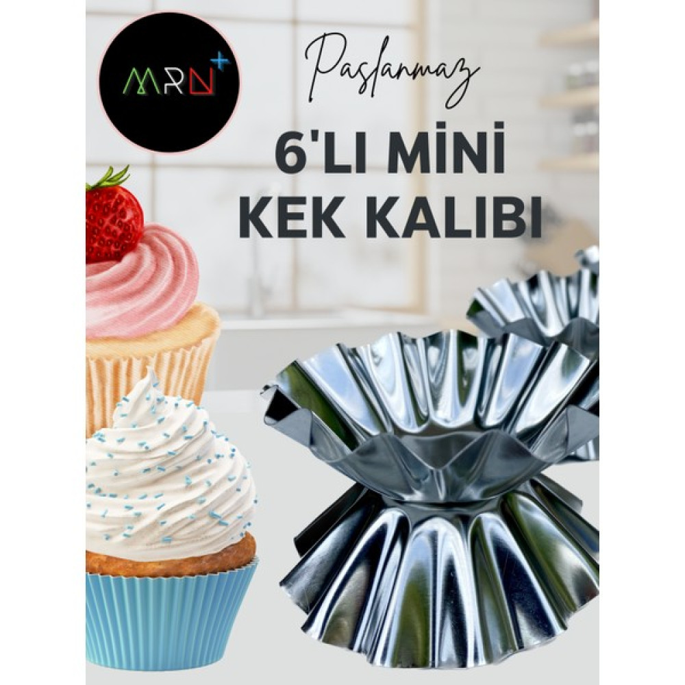 Mirvano 6 Adet Paslanmaz Mini Kek Kalıbı, Cupcake, Tart, Tartolet, Brownie, Topkek, Muffin Kalıbı Kek Kalıpları Fiyatı