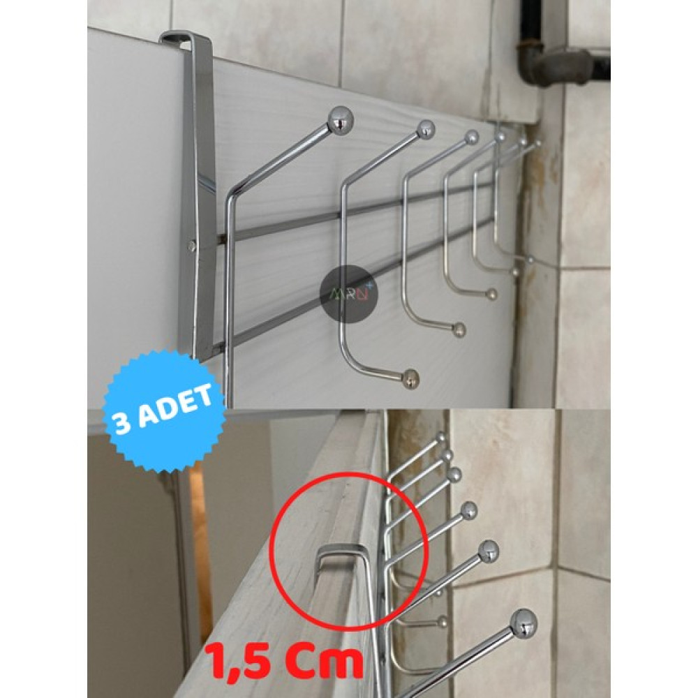 Mirvano - Klasik Tip Kapı Arkası Askısı Dar Kapı Askısı 12 Topçuklu 3 Adet Eşya Saklama / Düzenleme Fiyatı