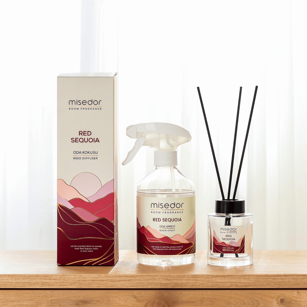 Misedor 2 Li Set Red Sequoia Çubuklu Oda Kokusu 120 ml & Oda Spreyi 500 ml Diğer Fiyatı