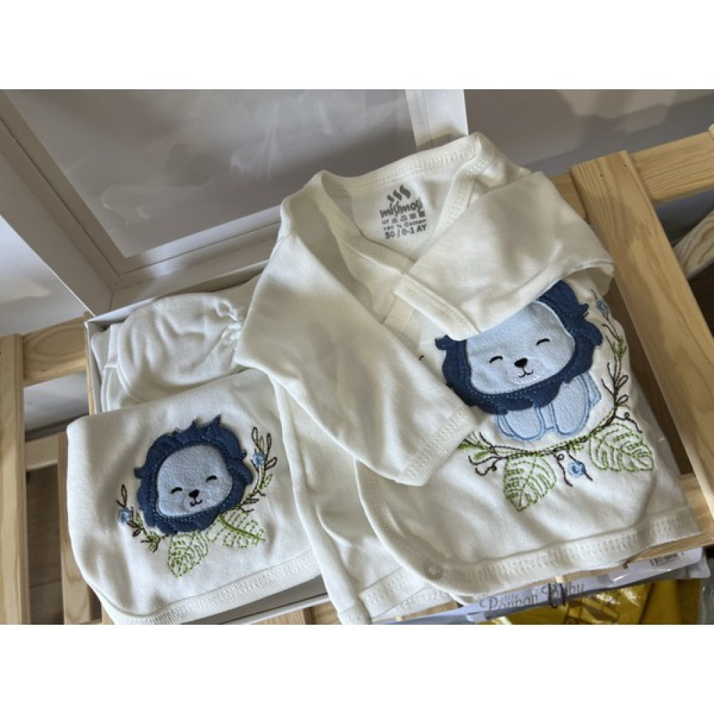 Misimosi Hastane Çıkışı 5li Set Erkek Bebek Aslan %100PAMUK Bebek Hastane Çıkışı Fiyatı
