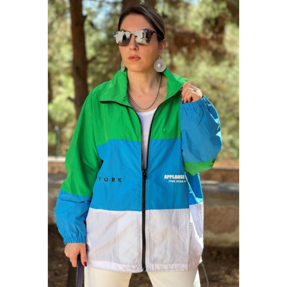 Mislina Butik Mavi-Yeşil Yağmurluk Kadın Kaban Fiyatı