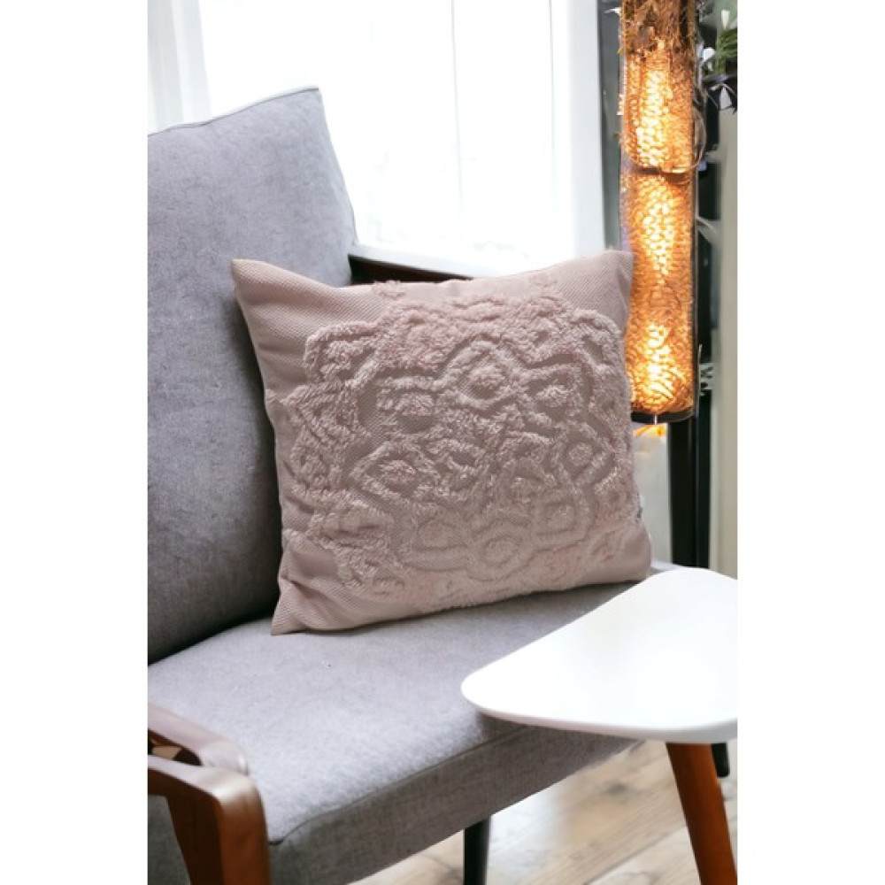 Mislina Home Bohem Dekoratif Yastık Kılıfı Kırlent Kılıfı 35X35 cm Gül Kurusu - 35 x 35 cm Kırlent / Mobilya Yastığı Fiyatı