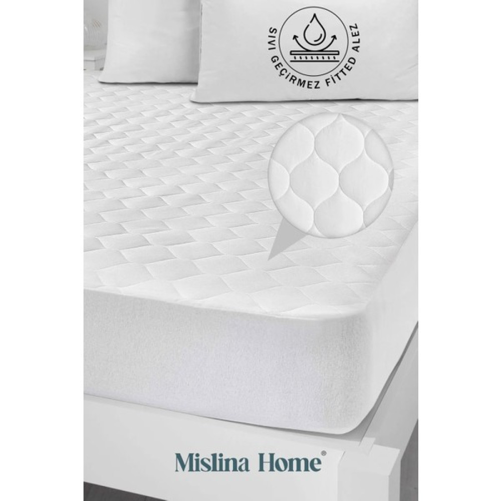Mislina Sıvı Geçirmez Çift Kişilik Kapitone Microfiber Alez Fitted 160X200 - Beyaz - 160 x 200 cm Alez / Yatak Koruyucu Fiyatı