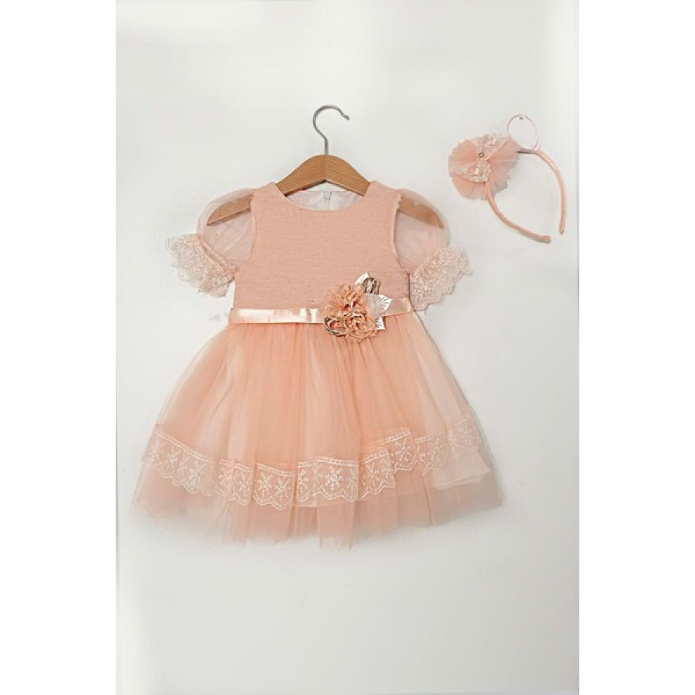Miss Armina Kids Etek Kol Fistolu Tüllü Elbise - Miss Armina Kids - Elbise - Somon - 3 Yaş - CS2023000003-2656 Kız Çocuk Elbise Fiyatı