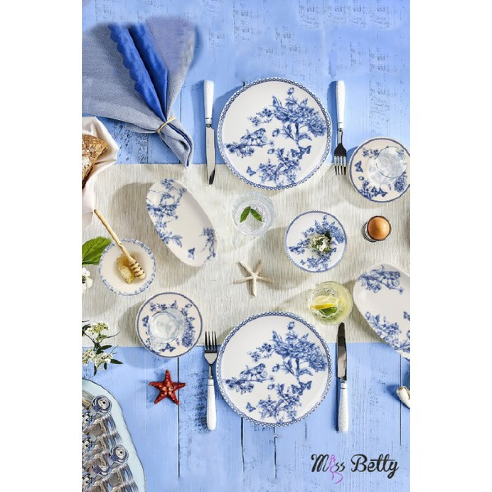 Miss Betty 22 Parça 6 Kişilik Blue Life Kahvaltı Takımı Porselen New Kahvaltı Takımı Fiyatı