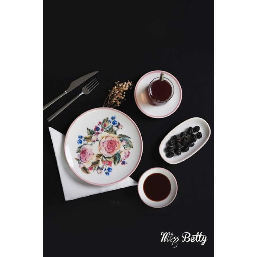 Miss Betty 22 Parça 6 Kişilik Rose Deluxe Kahvaltı Takımı Porselen Kahvaltı Takımı Fiyatı