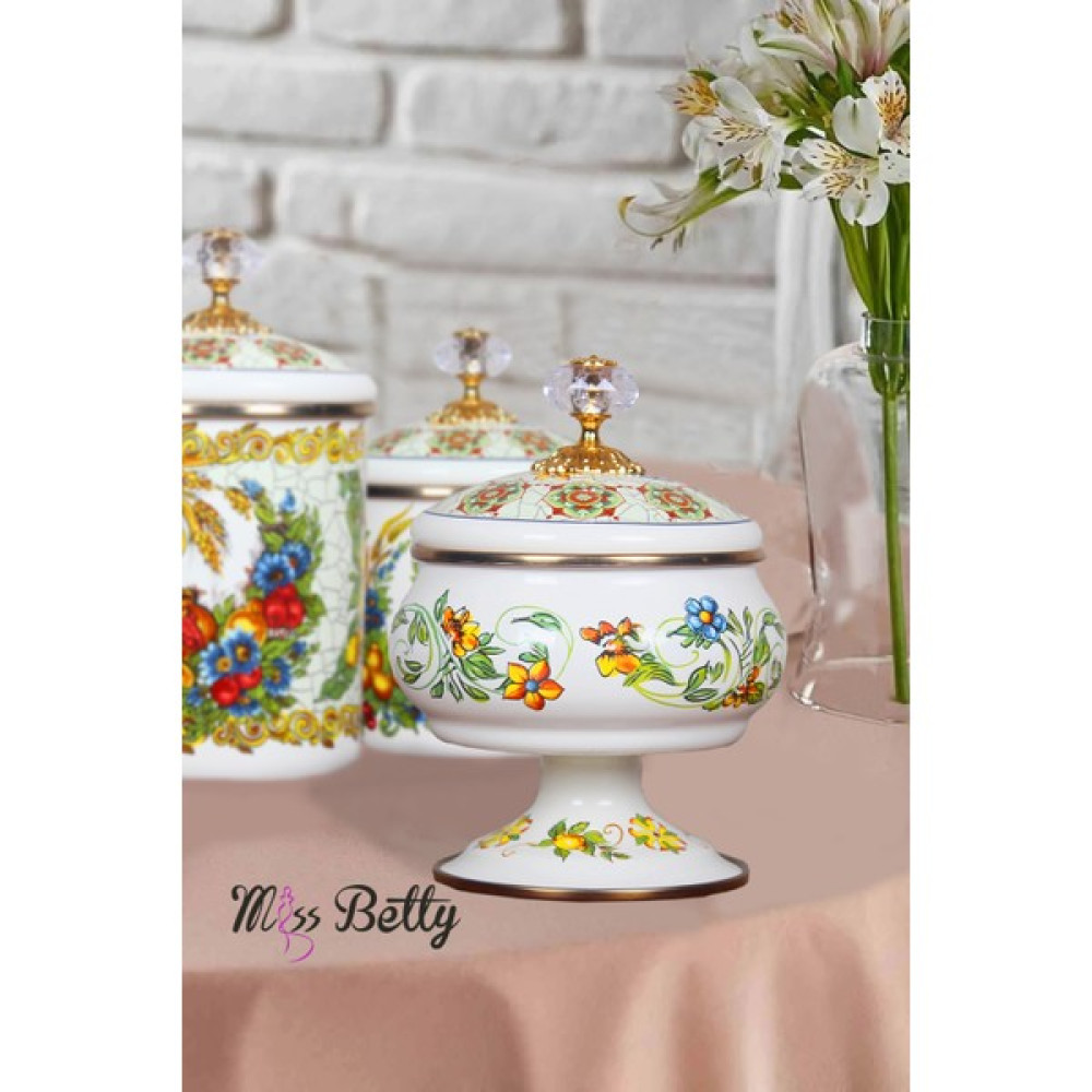 Miss Betty Emaye Ayaklı Şekerlik Toscana New - Beyaz - 900 ml Saklama Kapları Fiyatı