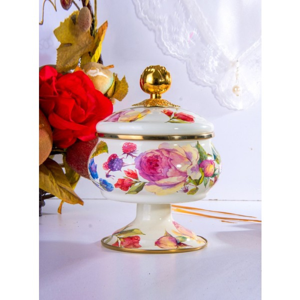 Miss Betty Rose Deluxe Ayaklı 18 cm Emaye Şekerlik - Beyaz - 1100 ml Saklama Kapları Fiyatı