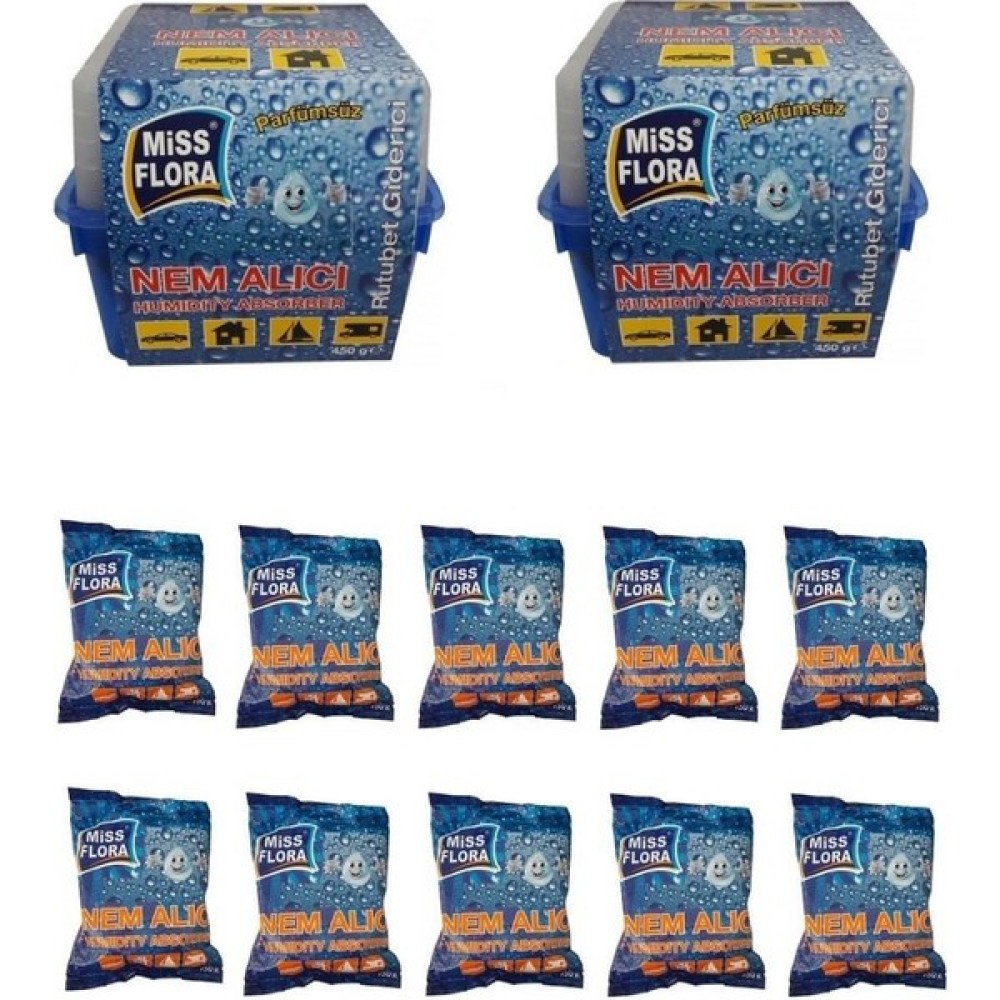 Miss Flora Nem Alıcı Rutubet Giderici 2 Adet 450 Gr + 10 Adet Yedek Nalburiye & Hırdavat Fiyatı