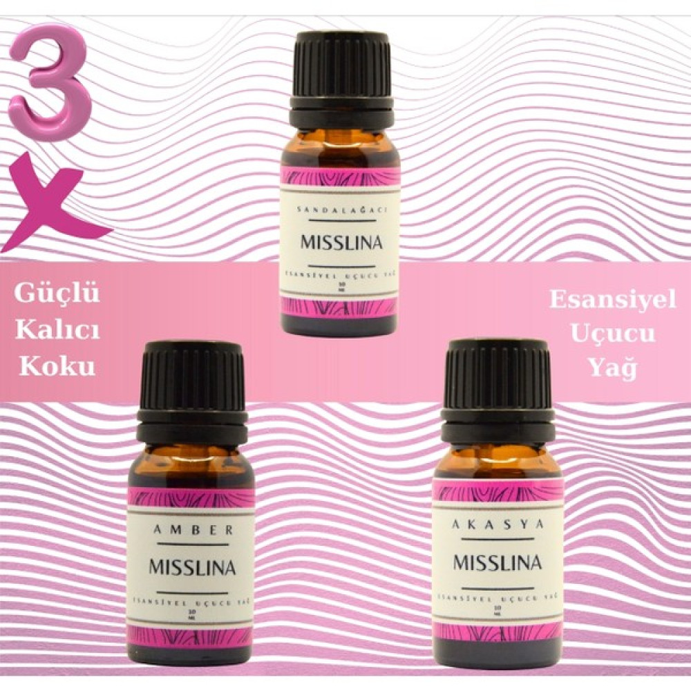 Miss Lina Amber,akasya,sandal Saf Esansiyel Uçucu Yağ Buhurdanlık Yağı Difüzör Esansı Aromaterapi 3x 10ML - 3 adet Oto Boyaları Fiyatı