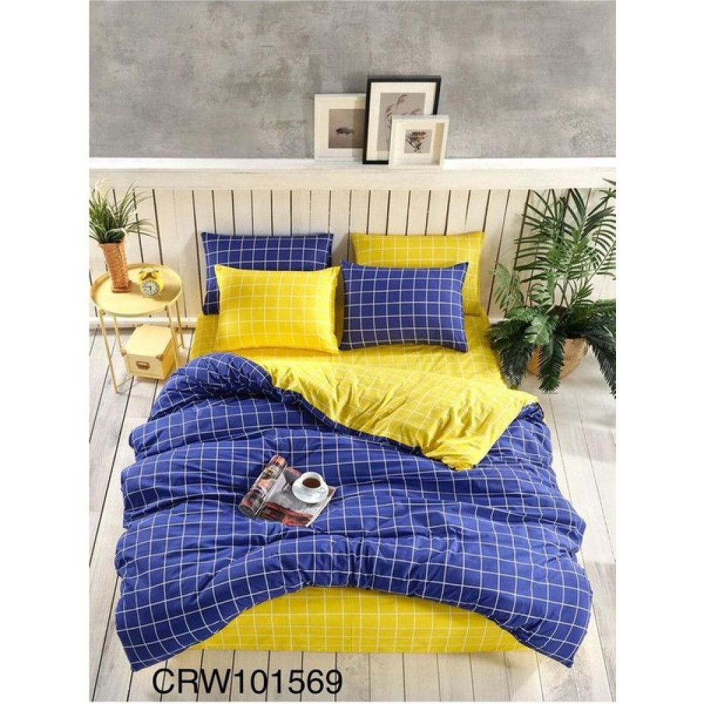 Miss Linda Home Collection Nç9 Miss Linda Home Pamuklu Çift Taraflı Çift Kişilik Nevresim Takımı - Sarı - Lacivert - 200 x 230 cm Nevresim Takımı Fiyatı