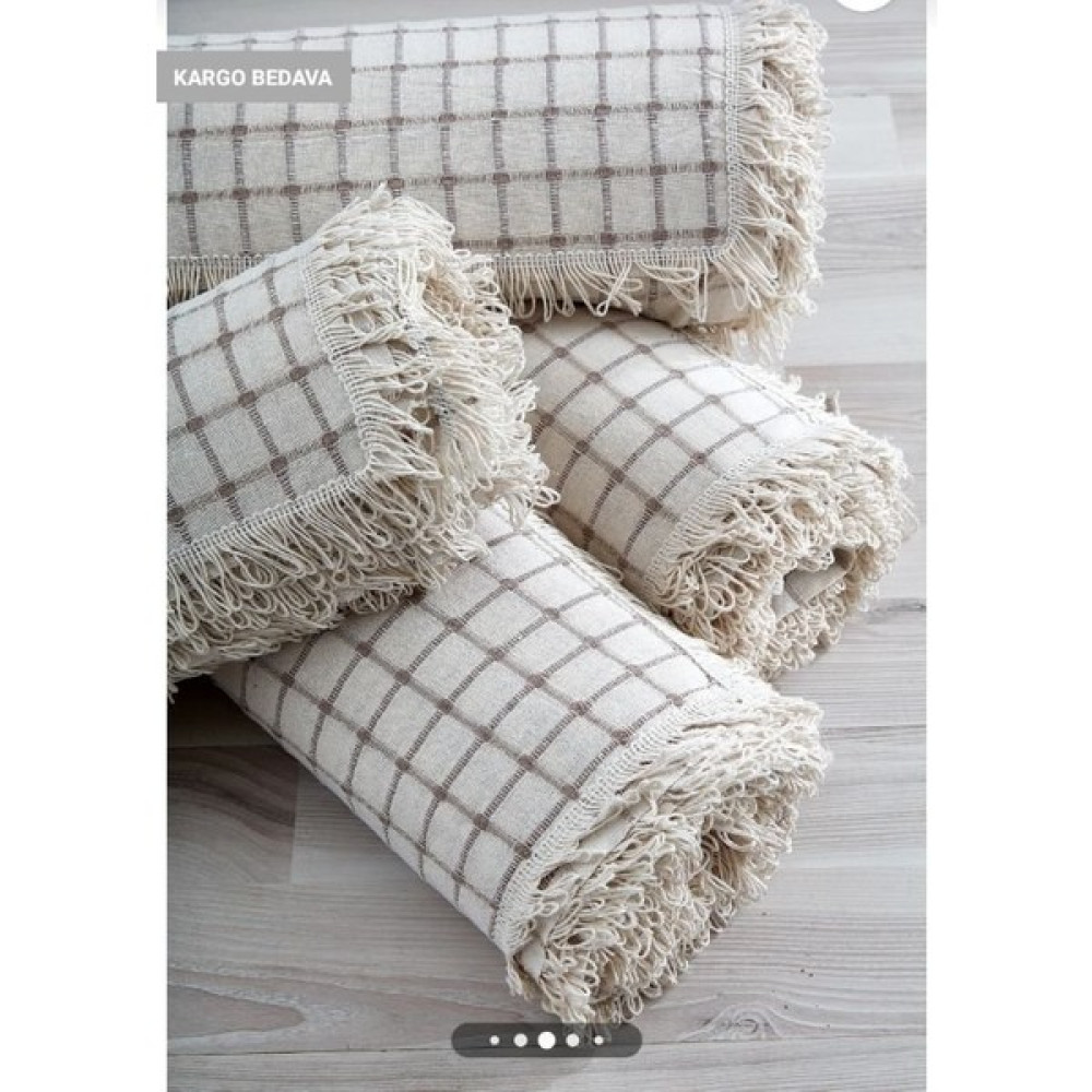 Miss Linda Home Collection Pamuklu Buldan Işi Berjel Takımı Örtüsü (Koltuk Kollarını Örtmeyen Oturma Grubu Takımı) - 180 x 220 cm - Kahverengi Koltuk & Kanepe Örtüsü Fiyatı