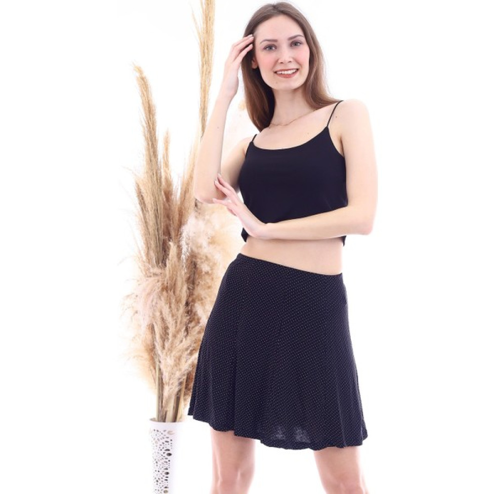 Miss Lusi 20064746 Süprem Desenli Parçalı Kısa Etek Siyah Puan Etek Fiyatı
