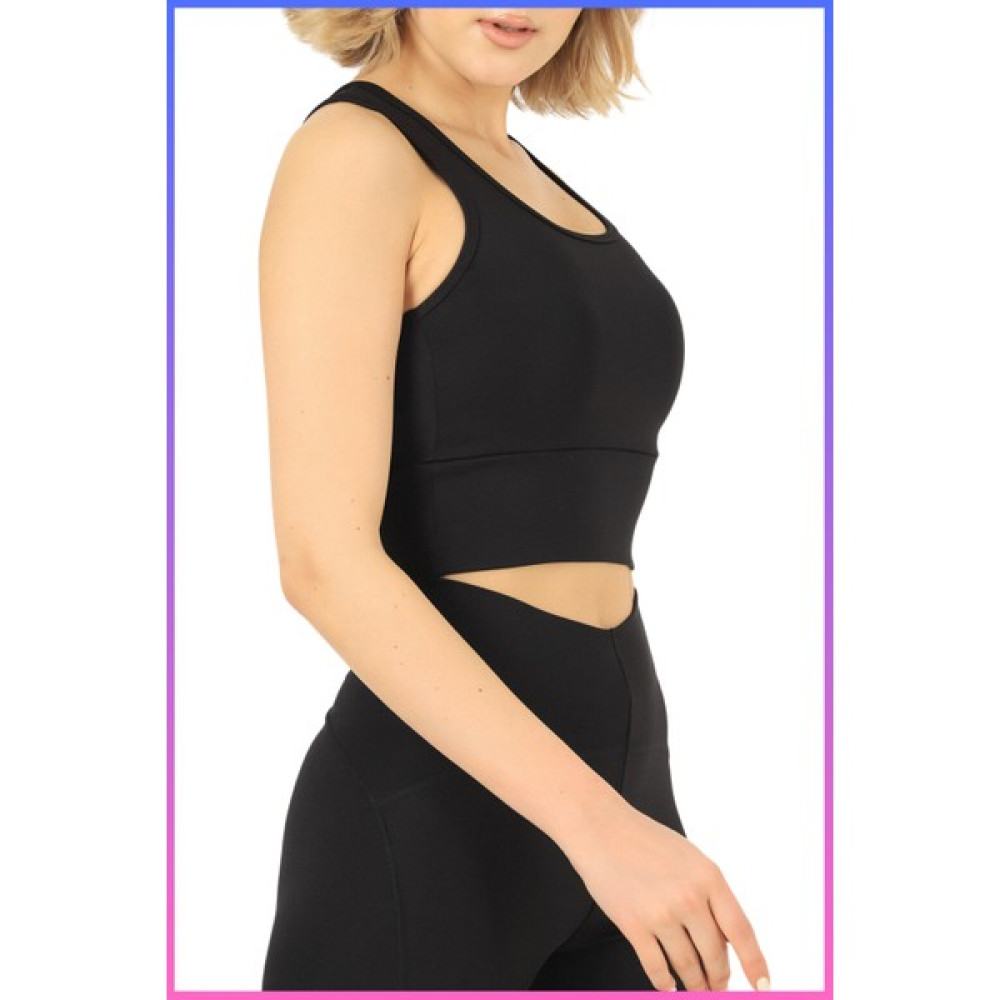 Miss Maral Kadın Siyah Halter Yaka Crop Top Aktif Spor ve Günlük Dalgıç Lycralı Çift Kat Kumaş 5066 Bluz Fiyatı